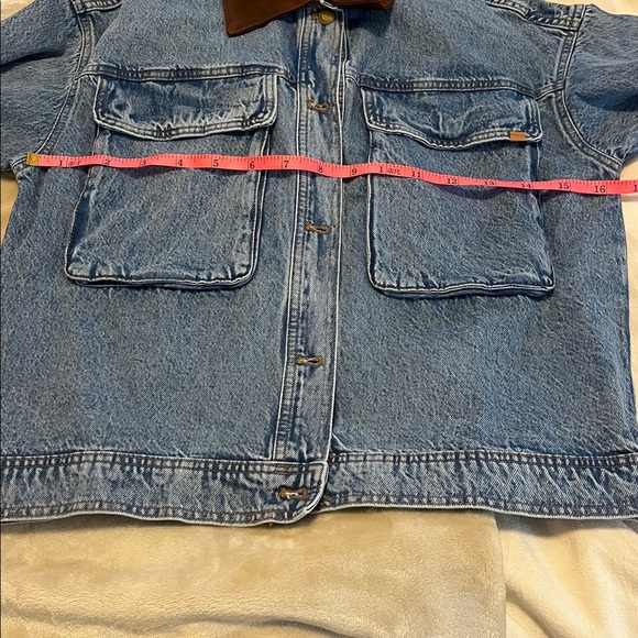 H&M Denim Jacket with Contrast Brown Collar - Picture 8 of 9